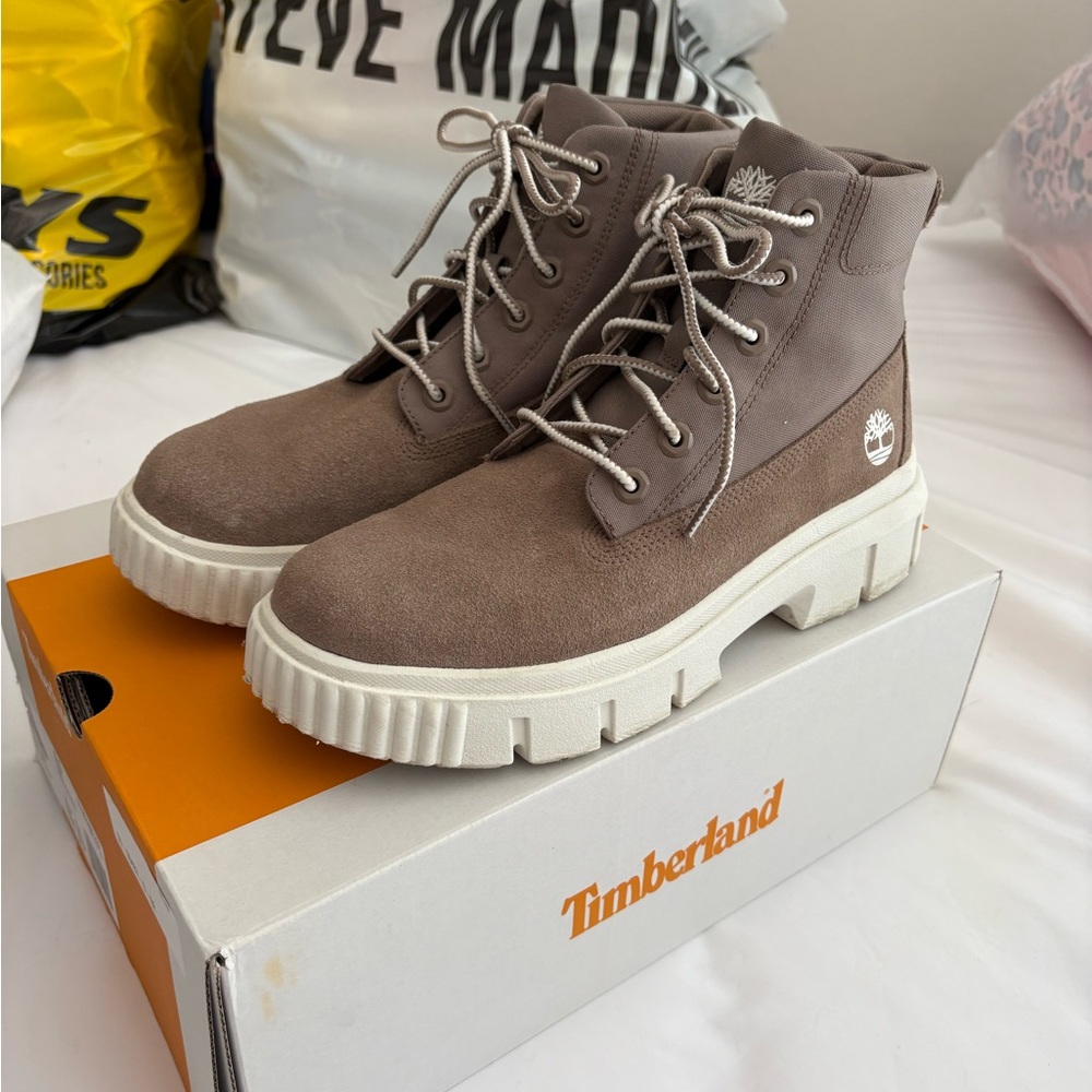 Timberland Brown Lace Up Boots with Chunky Platform Sole